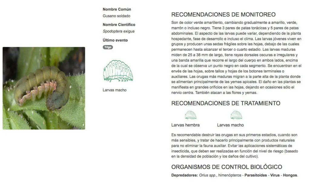 software agrícola de control de plagas
