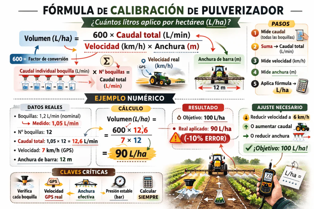 tabla calibración de pulverización de fitosanitarios